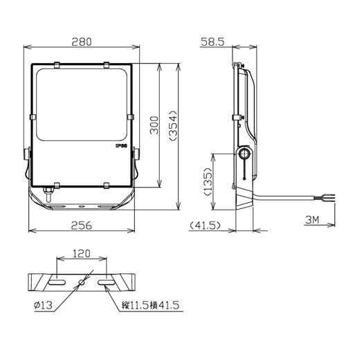 NLFL30投光燈尺寸圖